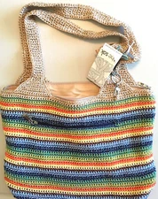 The Sak Crochet Handbag Purse Multi Color Brand New Stripes