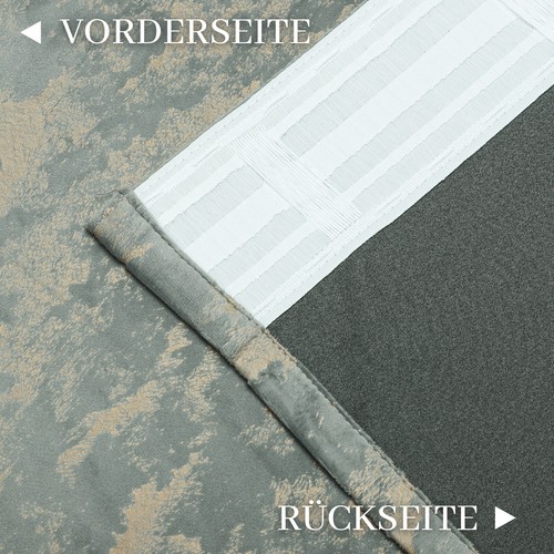 2er Set Verdunklungsvorhänge Samtvorhang Gardinen Kräuselband Gold Folie Druck - Bild 8 von 56