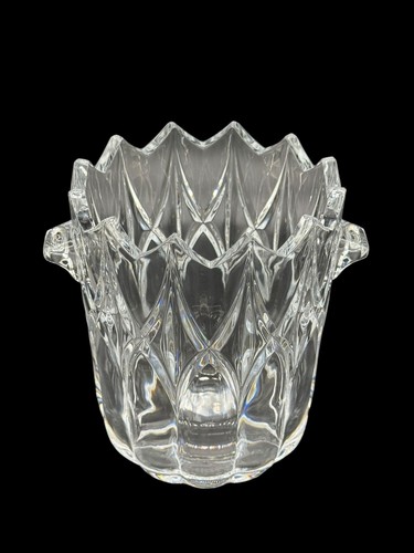 Vtg Sklo Bohemia Czech 24% Lead Crystal Ice Bucket With Sawtooth Edge & Elegant - Picture 2 of 10