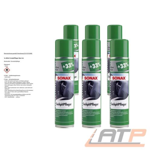 6x 400ml SONAX COCKPIT CARE NEW CAR COCKPIT CARE PLASTIC CARE CLEANER - Picture 1 of 4