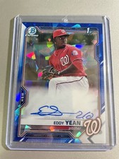 2021 Bowman Chrome Eddy Yean Sapphire Prospect Auto Pirates 1st Rookie QTY