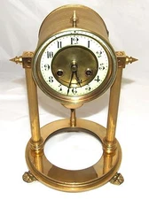 French Antique VINCENTI & CIE Drum Head Brass Striking Bracket Mantel Clock
