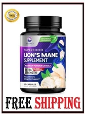 Lions Mane Supplement Capsules 10,000mg, Premium Lions Mane Mushroom for Support