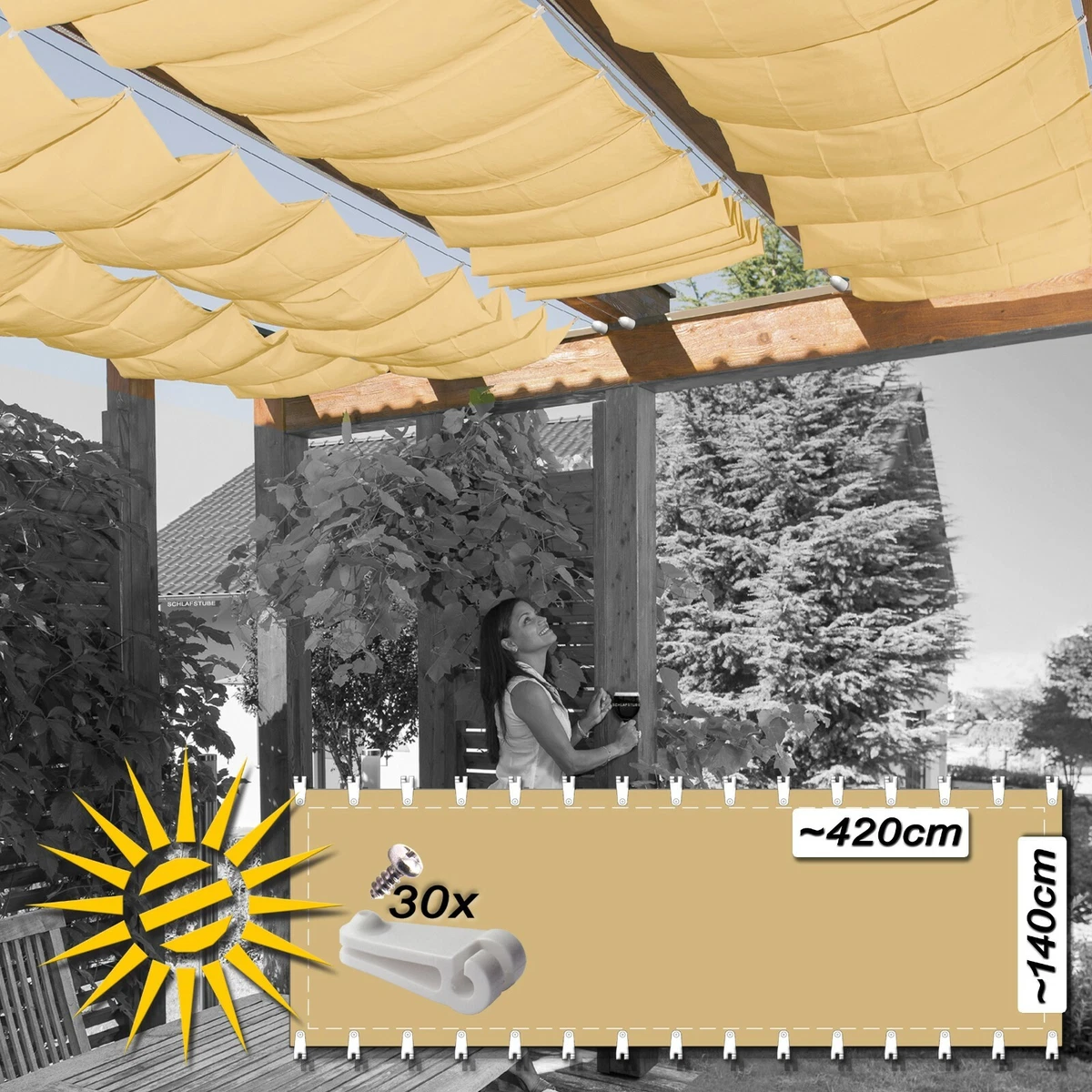 SONGMICS Vela Parasole 2 x 3 m, Tenda da Sole in Tessuto HDPE, Permeabile all'Aria e all'Acqua, per Terrazza, Giardino, Balcone, Campeggio