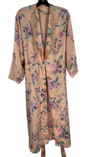 Victoria's Secret Women's Vintage Pastel Pink Floral Long Printed Robe Sz Small