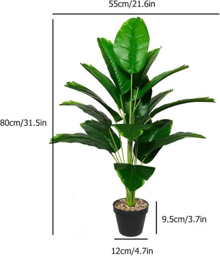 Artificial Plant in Pot Fake Tree Trunks Leaves Faux Potted for Indoor Green - Picture 2 of 6