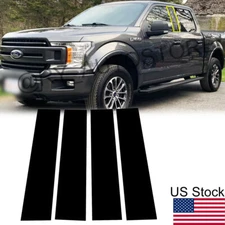 For 2015-2021 Ford F-150 4Pcs Glossy Black B Pillar Post Window Door Covers Trim
