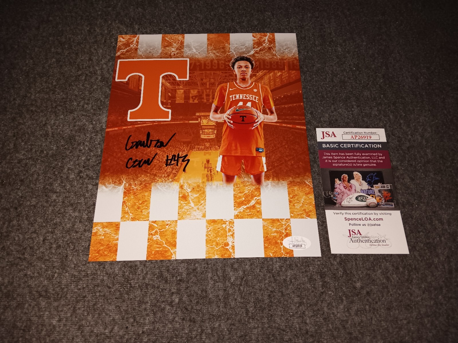 cameron carr Autographed Signed Tennessee Volunteers 8x10 Jsa Custom Edit 