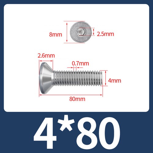 Tornillos de cabeza avellanada Allen de acero inoxidable hexagonal cabeza plana tornillo de máquina - Imagen 108 de 239