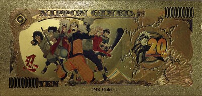 Naruto 20th Anniversary Anime Novelty 24K Gold Foil Plated Note