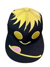 Neff Smiley Face Fitted Hat 7 1/4 Black Yellow Hair Graphic Streetwear Cap Retro