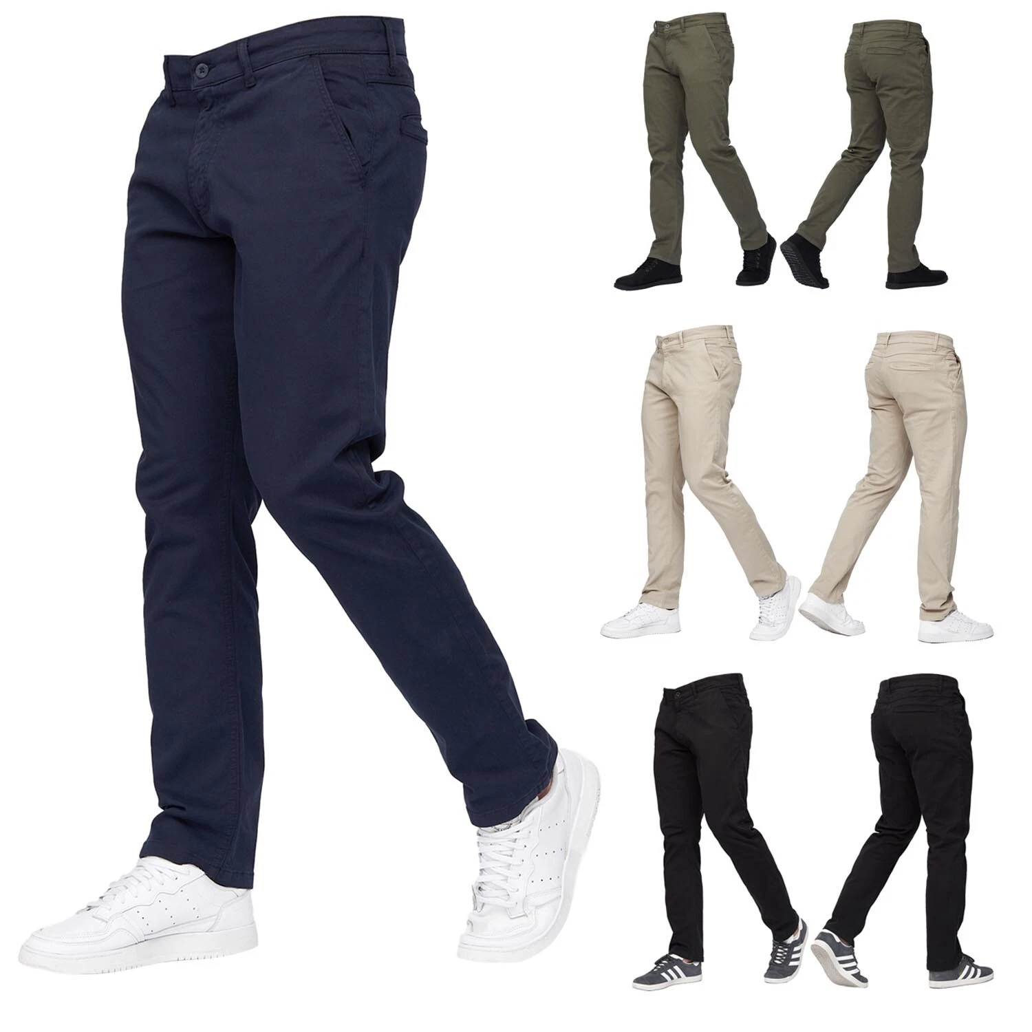 Mens Slim Stretch Chino Trousers Authentic Duck And Cover Casual Designer Pants
