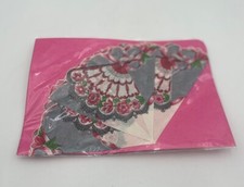 Vintage Ladies Fan Circle Handkerchief
