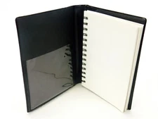 Pocket Jotter Notebook, Padded Cover, Black & Red, Spiral Note Pad, Sweda #VP125