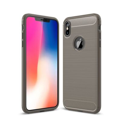 Schutz Handy Hülle für Apple iPhone XS Max Case Cover Bumper Carbon Optik Grau