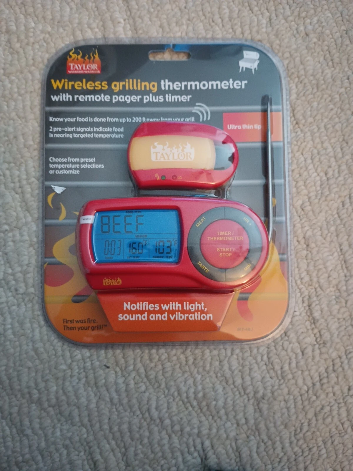 BBQ Thermometer Digital Wireless Timer Smoker Grill Oven Meat & Remote Pager New