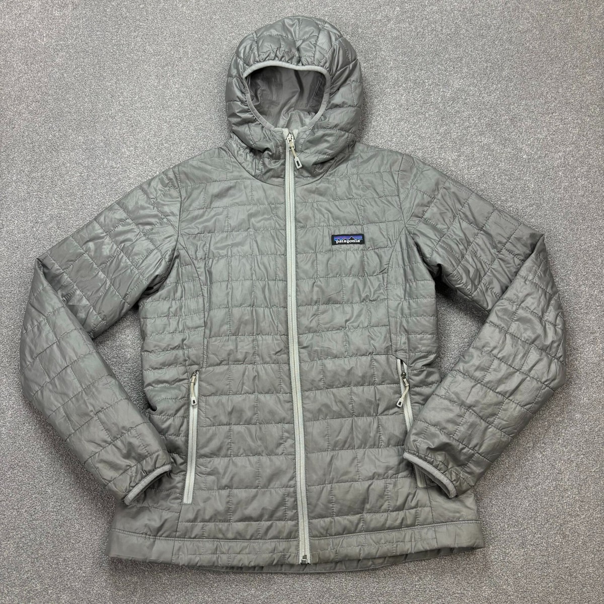 Patagonia Jacket Womens Small Grey Nano Puff Bivy Prmialoft Hoody