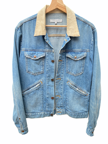 Denim Jeans Jacket Corduroy Collar Size 