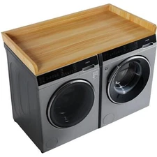 54" Washer Dryer Countertop - Solid Wood Laundry Topper with Anti-Slip Mat Oak
