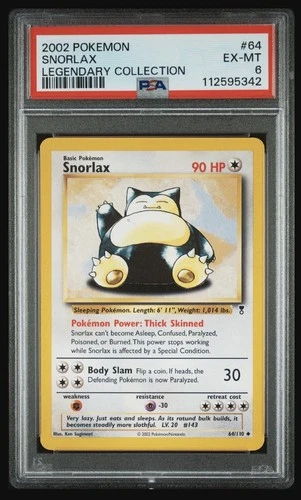 Snorlax 64/110 PSA 6 Legendary Collection Pokemon Card Regular