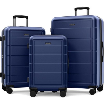Kofferset 3 Teilig Hartschale Trolley Koffer Blau TSA Schloss