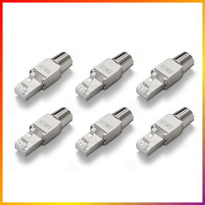 RJ45 Stecker Cat7 Werkzeugfrei Geschirmt 10Gbps 600MHz für Netzwerk 6er Pack