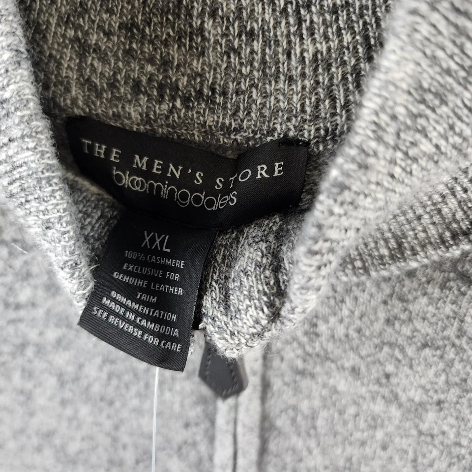 The Men's Store at Bloomingdale's Cashmere 1/2-Zip Sweater XXL Gray Twist Heathe - Image 4 of 4