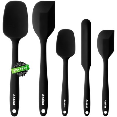 Silicone Spatula Set of 5 - Seamless One-Pieces Design, Non-Stick Rubber Spat...