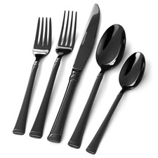 20-Piece Black Silverware Set,Service for 4,18/10 stainless steel Flatware Se...