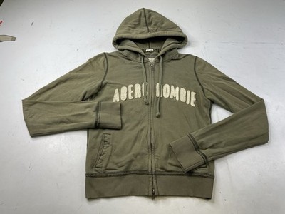 Vintage Y2K Abercrombie Fitch Women's Green Zip Up Hoodie