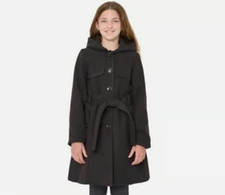 Rothschild Girls Size 8 Black Hooded Lined Winter Dress Coat NWT