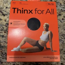 Thinx For All Period Underwear,XS,Womens Reusable Briefs,Super Absorbency, Black