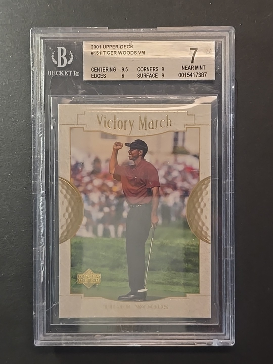 2001 Upper Deck Tiger Woods Victory March RC #151 BGS 9 Mint Rookie