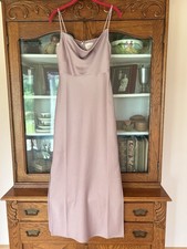 BHLDN SIZE 4 WOMEN Cali Charmeuse Satin Midi Dress Dusty Rose Drape Neck  Gown