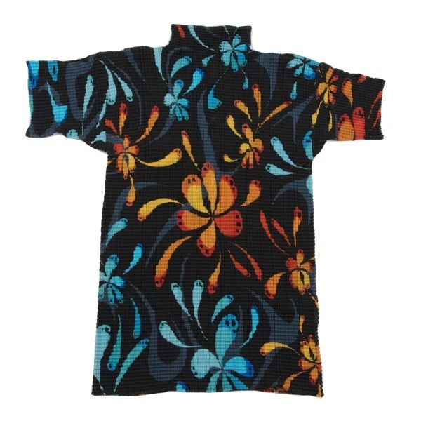 ISSEY MIYAKE FETE Flower Printed Pleats High-neck T-shirt Size 2(K-162569) - Image 2 of 4
