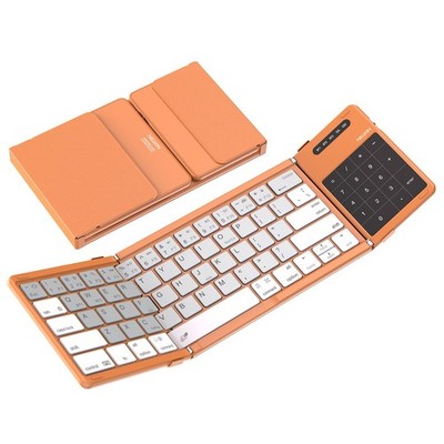 Pocket Foldable Wireless Keyboard with Touchpad Number Pad for Travel Bussine...