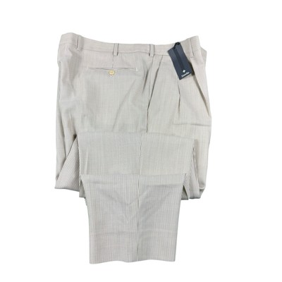 Zanella Bennett Cream Light Brown Striped Pure Wool Men s Trouser 40x28 NWT