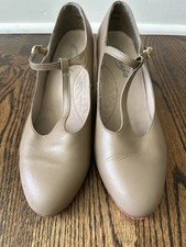 WOMEN  S CAPEZIO TAN CHARACTER SHOES - SIZE 10W - LEATHER - T-STRAP