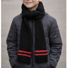Capelli NY Kids Classic Black Knit Scarf With Red Stripes NWT