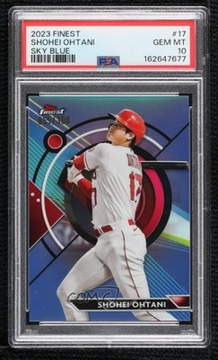 2023 Topps Finest Sky Blue Refractor 55/300 Shohei Ohtani #17 PSA 10 GEM MT 1sj6