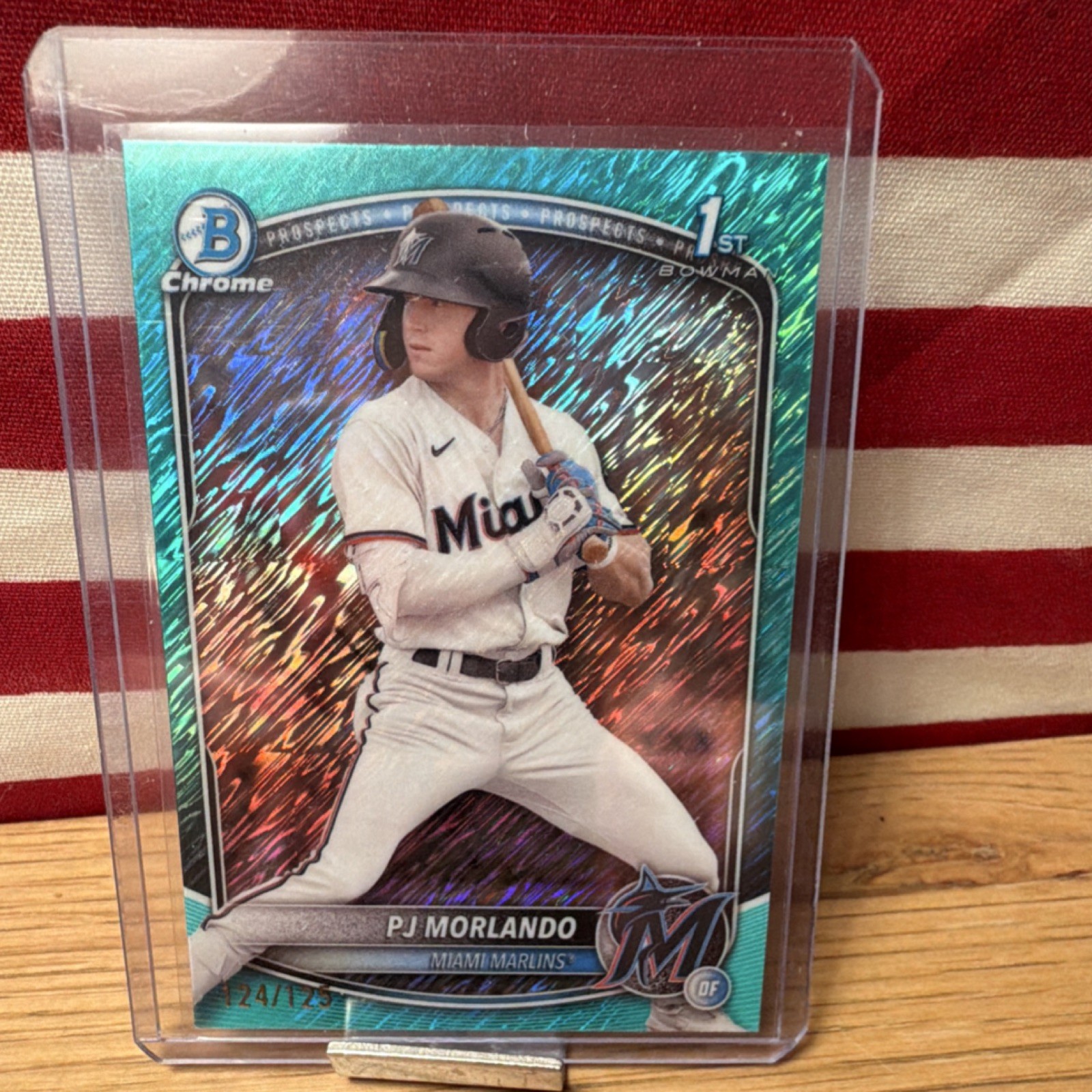 Bowman Chrome 2025 PJ Morlando Aqua Shimmer Refractor Marlins #BCP-91 /125