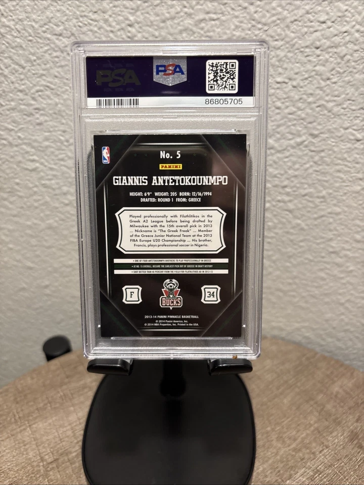 2013-14 Panini Pinnacle Giannis Antetokounmpo Rookie PSA 9 Estado perfeito - Imagem 4 de 4