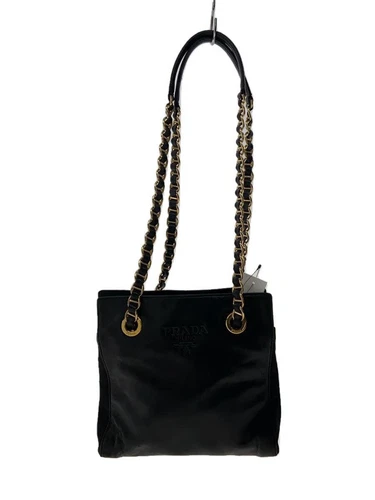 Sac bandoulière PRADA logo en relief chaîne cuir noir occasion