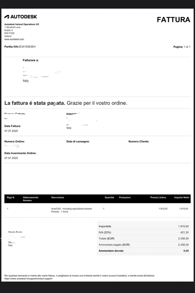 AUTOCAD 2026 WINDOWS / MAC - 11 Mesi - ORIGINALE - Invio Mail - Immagine 2 di 2