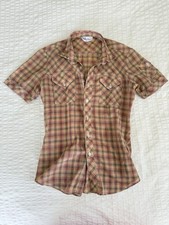 Vintage 70s Woman s Plaid Button Up Shirt By hi Made In Taiwan