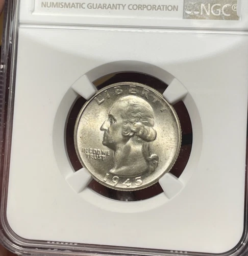 Washington Quarter :  1945 S  NGC MS 65  Undergraded     (see video!)