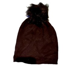 Black Knit Bobble Hat with Pom-Pom for Women Winter Sports Warm Stylish Beanie