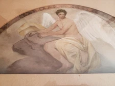 RARE ANTIQUE HAND PAINTED WATERCOLOR H.O. WALKER URIEL FRAMED LIBRARY OF...