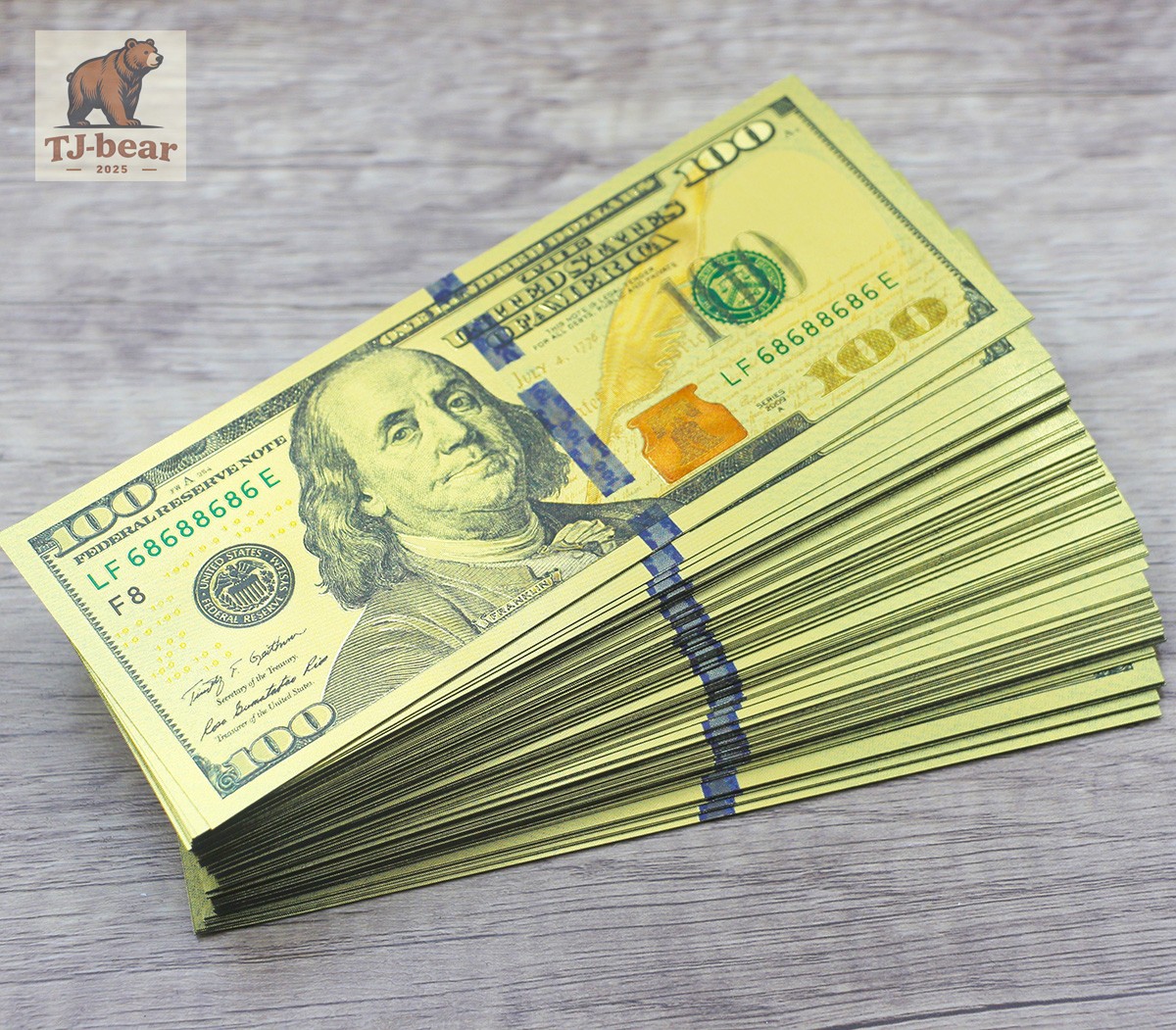 Wholesale Lot 100 Pcs New $100 US Dollar Color Gold Notes Money Banknotes Crafts