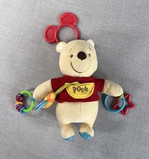Disney Baby Winnie The Pooh Plush Toy Stroller Rattle Crinkle Tinkle Sound